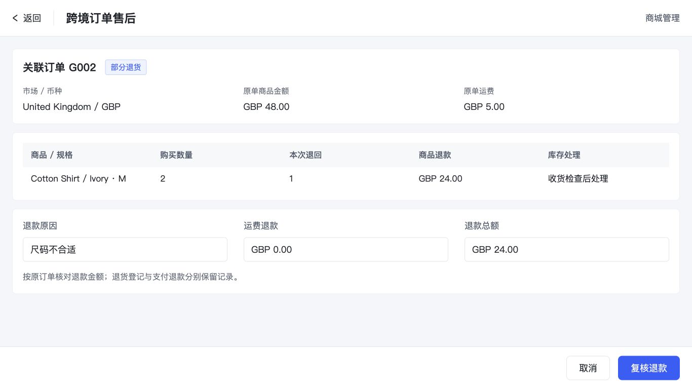订单发货与部分退款