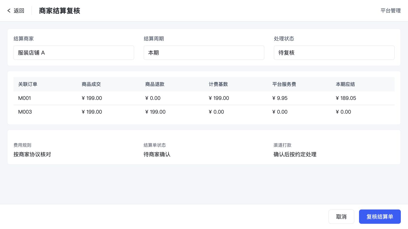 商家结算与订单明细