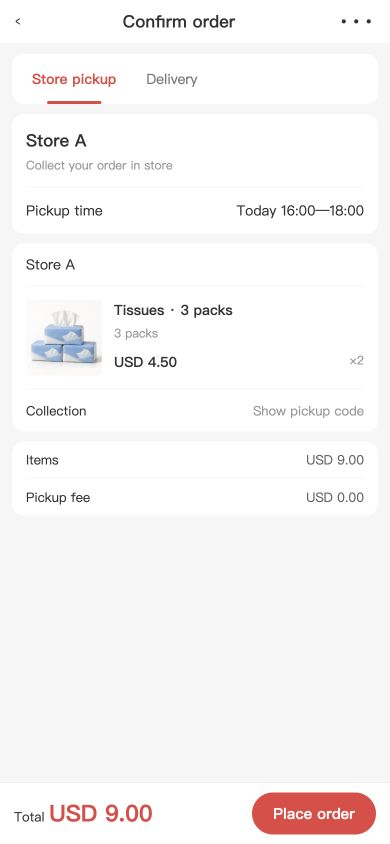 选择门店与取货时间
